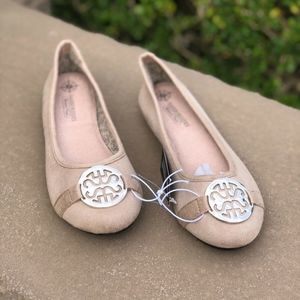 ANABEL SUEDE TAN BEIGE NUDE BALLET SLIPPER FLATS